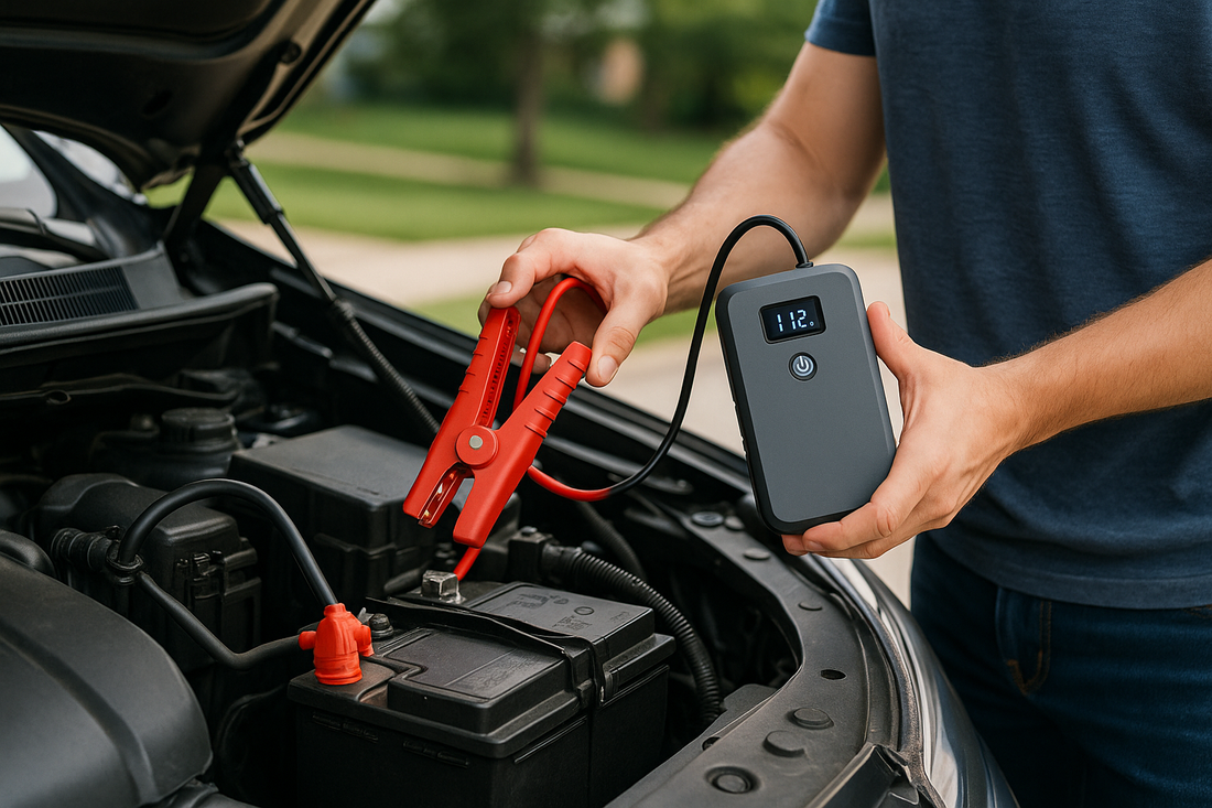 Jumpstarter connecting to car battery