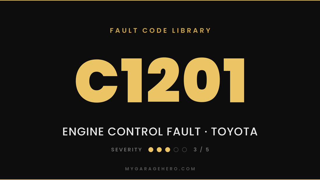 C1201 fault code banner - engine control system malfunction, Toyota and Lexus - severity 3/5 - My Garage Hero