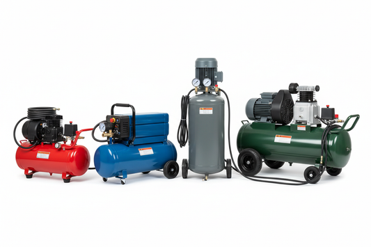line up of different types of air compressors