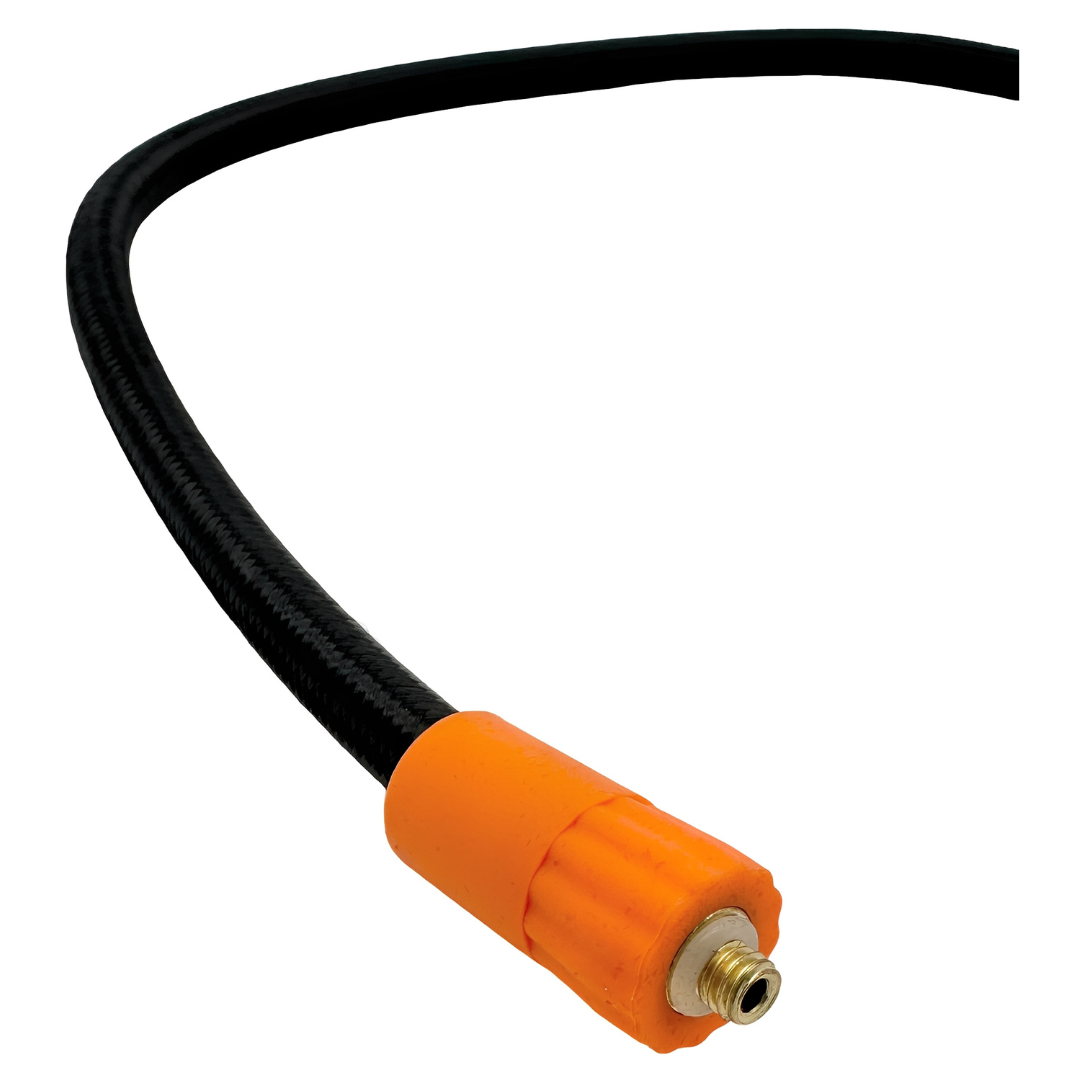 Close-up of the Boost n Inflate air hose screw-in connector that threads directly into the unit