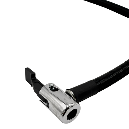 Boost n Inflate air hose – close-up of tyre valve connector attached to hose, showing integrated connector design