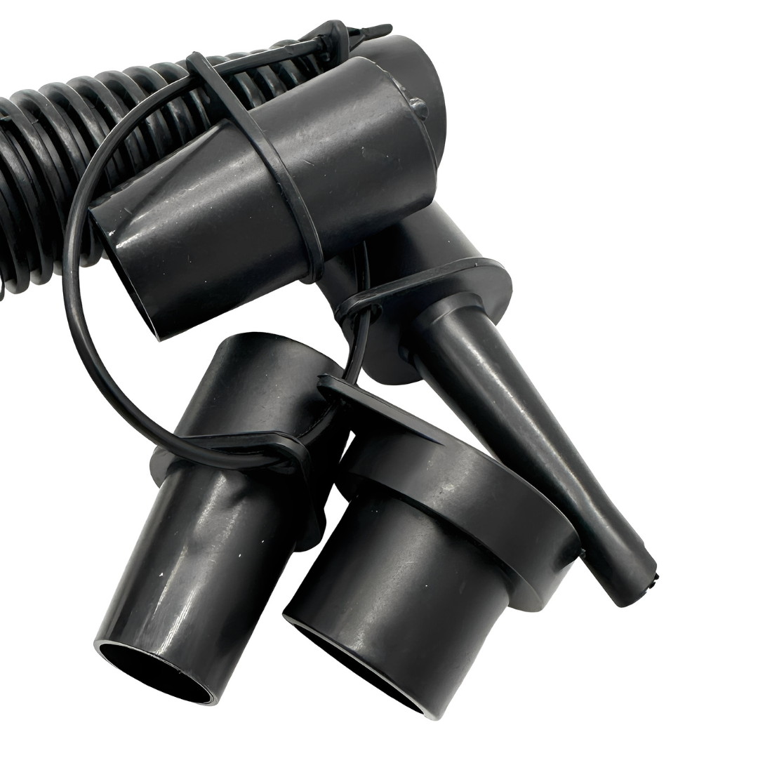 Boost n Inflate large volume air hose with inflatable attachments for air mattresses, pools, and inflatables