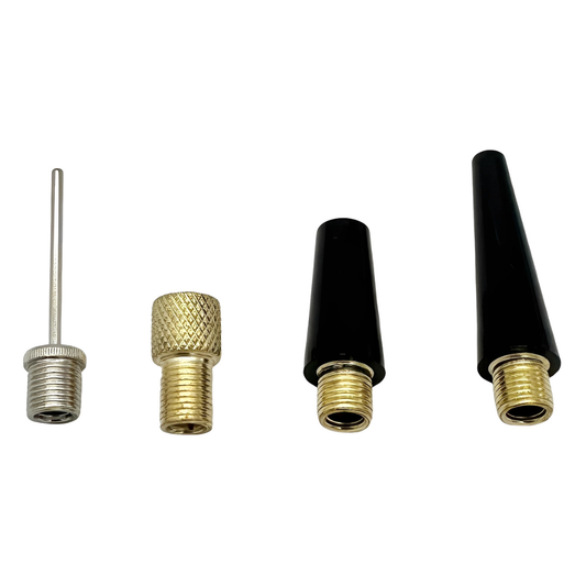 Set of four metal nozzles on a white background