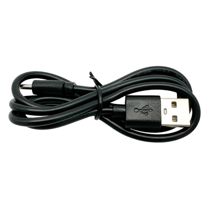 Boost N Inflate Range charging cable for portable jump starter, black cable with connector on a white background